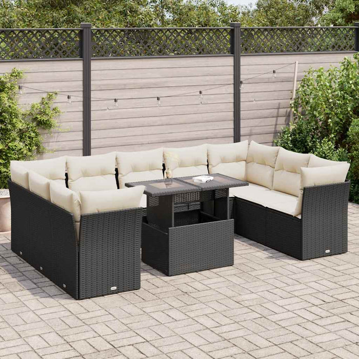 Set canapele de grădină cu perne, 10 piese, negru, poliratan - WALTI WALTI