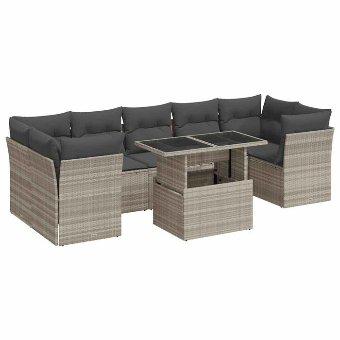 Set canapele de grădină cu perne 10 piese gri deschis poliratan - WALTI WALTI
