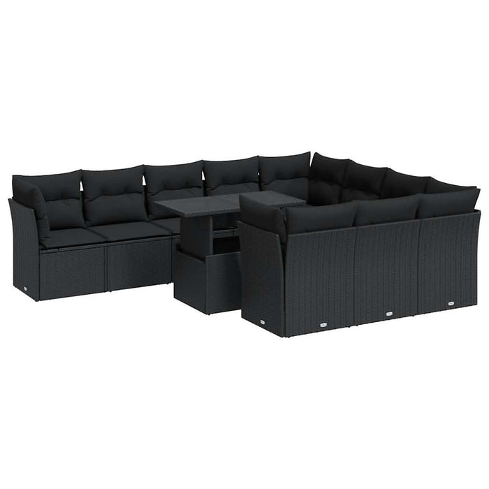 Set canapele de grădină cu perne, 11 piese, negru, poliratan - WALTI WALTI