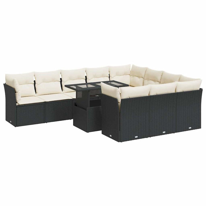 Set canapele de grădină cu perne, 11 piese, negru, poliratan - WALTI WALTI