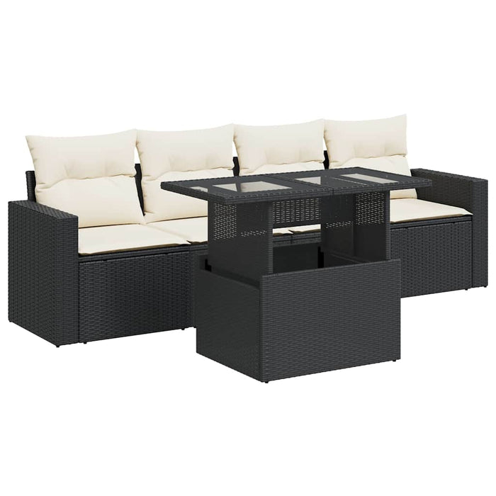 Set mobilier de grădină cu perne, 5 piese, negru, poliratan - WALTI WALTI