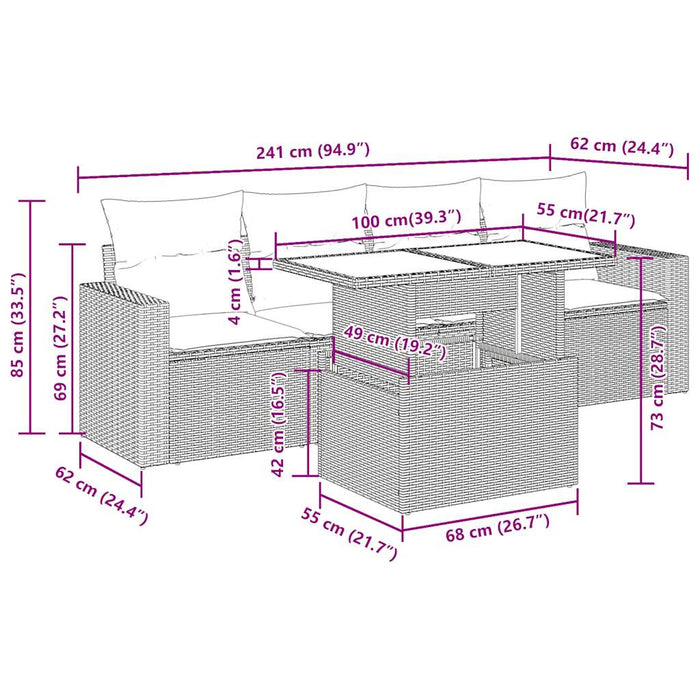 Set mobilier de grădină cu perne, 5 piese,poliratan/lemn acacia - WALTI WALTI