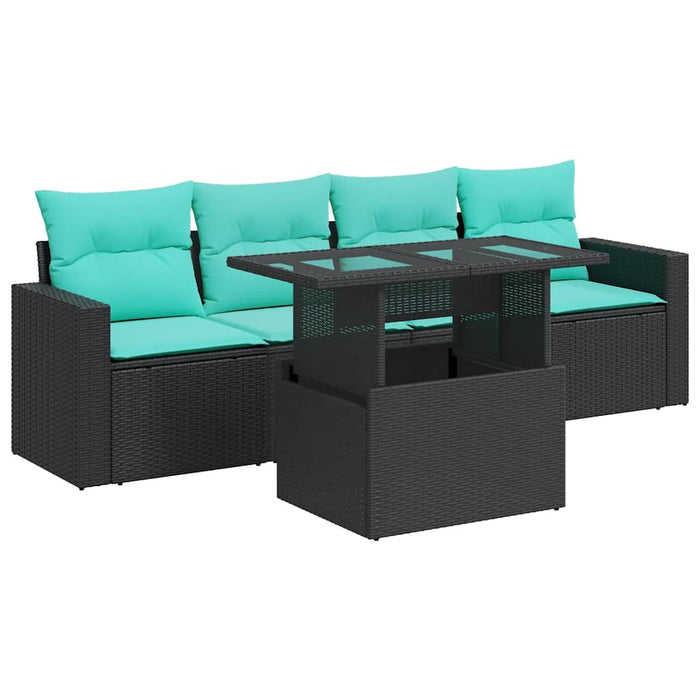Set mobilier de grădină cu perne, 5 piese,poliratan/lemn acacia - WALTI WALTI