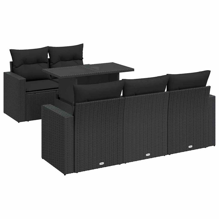 Set mobilier de grădină cu perne, 6 piese, negru, poliratan - WALTI WALTI