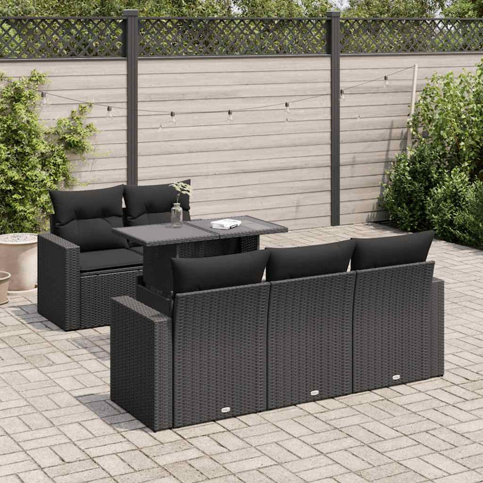 Set mobilier de grădină cu perne, 6 piese, negru, poliratan - WALTI WALTI