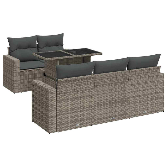 Set mobilier grădină cu perne, 6 piese, gri, poliratan - WALTI WALTI