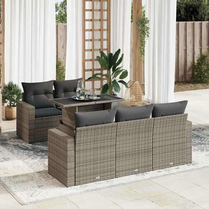 Set mobilier grădină cu perne, 6 piese, gri, poliratan - WALTI WALTI