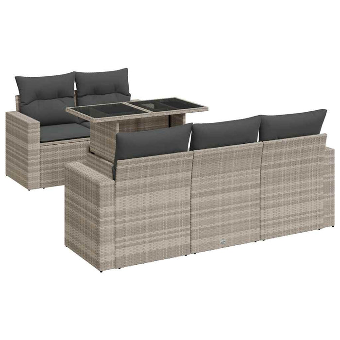 Set canapele de grădină cu perne, 6 piese gri deschis poliratan - WALTI WALTI