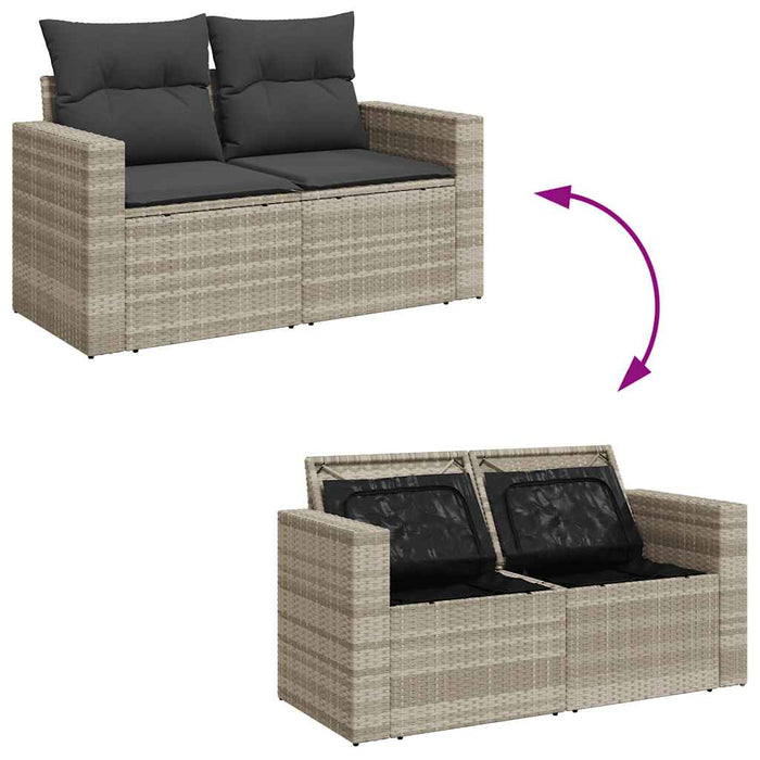 Set canapele de grădină cu perne, 6 piese gri deschis poliratan - WALTI WALTI