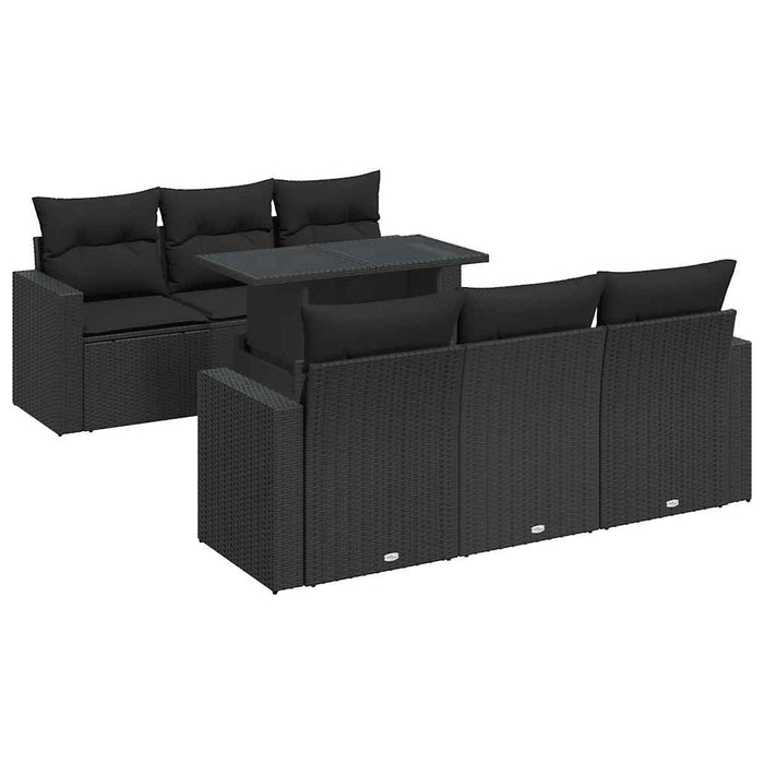 Set canapele de grădină cu perne, 7 piese, negru, poliratan - WALTI WALTI