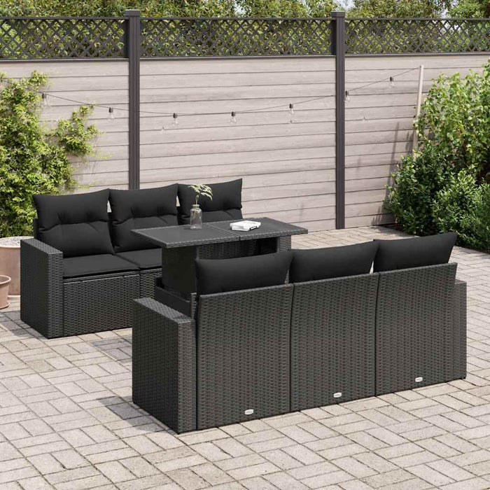 Set canapele de grădină cu perne, 7 piese, negru, poliratan - WALTI WALTI
