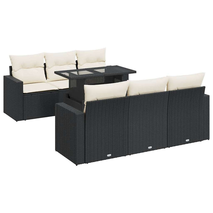 Set canapele de grădină cu perne, 7 piese, negru, poliratan - WALTI WALTI