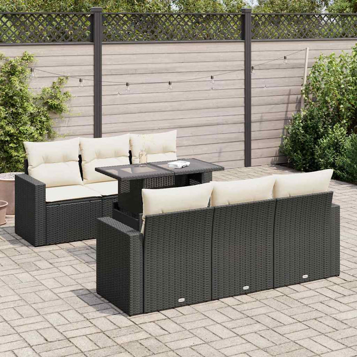 Set canapele de grădină cu perne, 7 piese, negru, poliratan - WALTI WALTI
