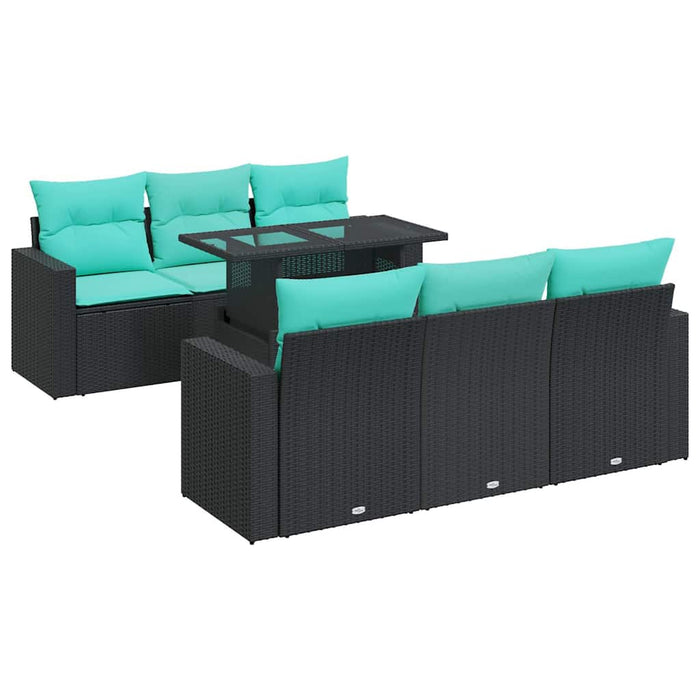 Set canapele grădină perne 7 piese negru, poliratan/lemn acacia - WALTI WALTI
