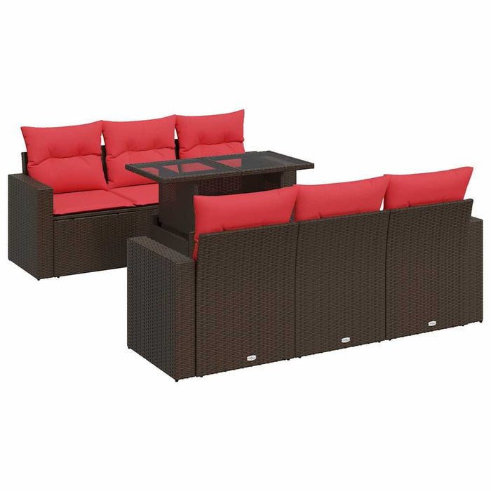 Set canapele de grădină cu perne, 7 piese, maro, poliratan WALTI