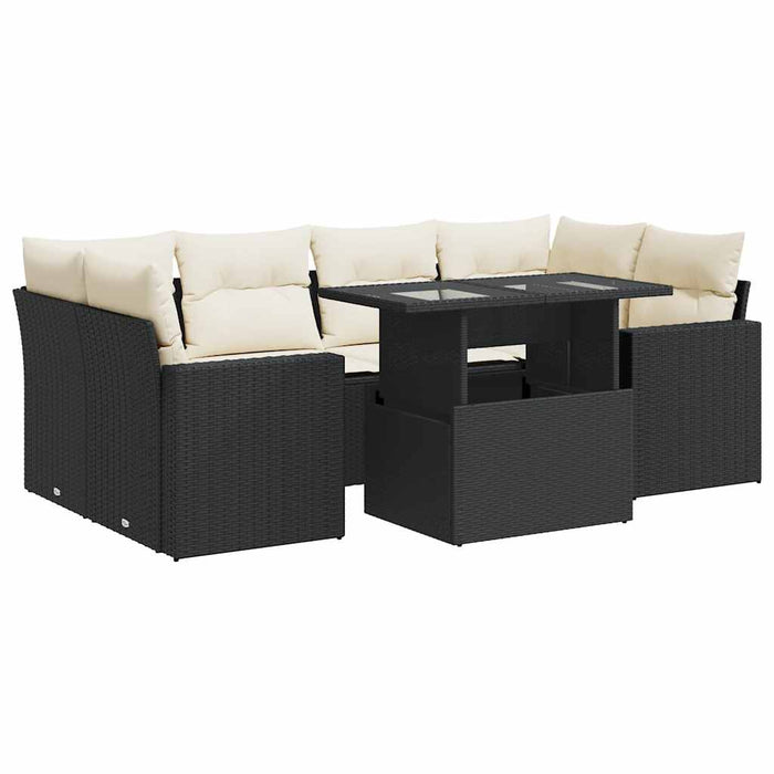Set canapele de grădină cu perne, 7 piese, negru, poliratan - WALTI WALTI