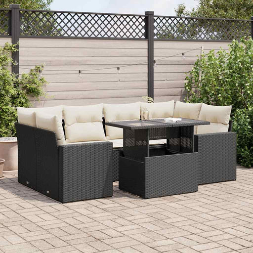 Set canapele de grădină cu perne, 7 piese, negru, poliratan - WALTI WALTI