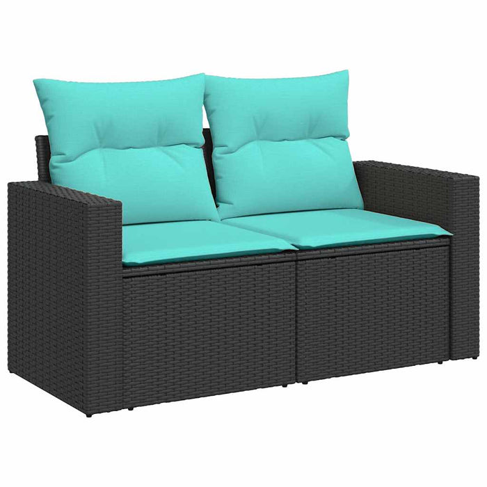 Set canapele grădină perne 7 piese negru, poliratan/lemn acacia - WALTI WALTI