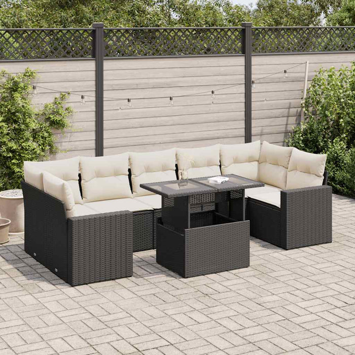 Set mobilier de grădină cu perne, 8 piese, negru, poliratan - WALTI WALTI