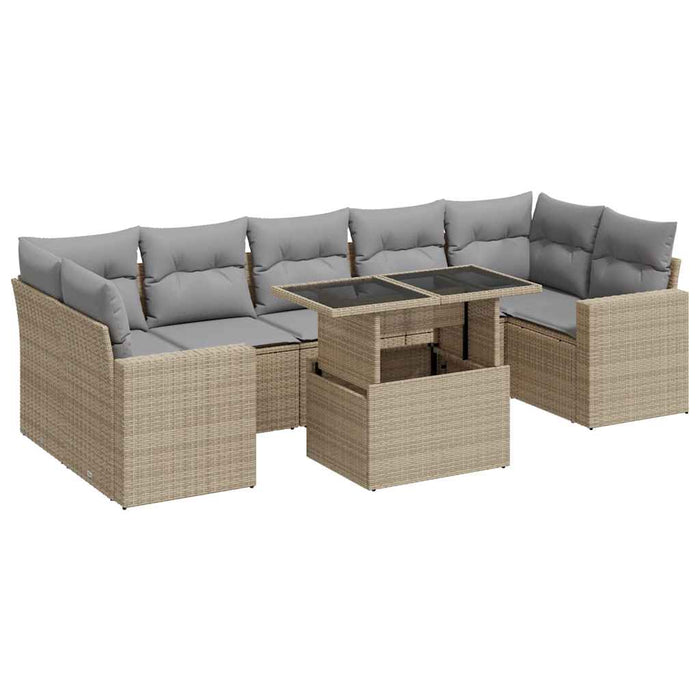 Set canapele de grădină, 8 piese, cu perne, bej, poliratan - WALTI WALTI