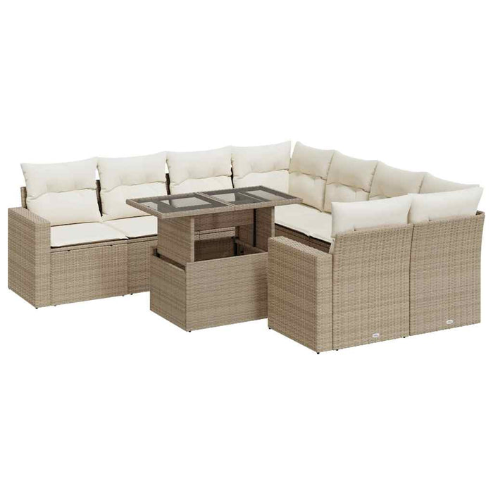 Set canapele de grădină, 9 piese, cu perne, bej, poliratan - WALTI WALTI