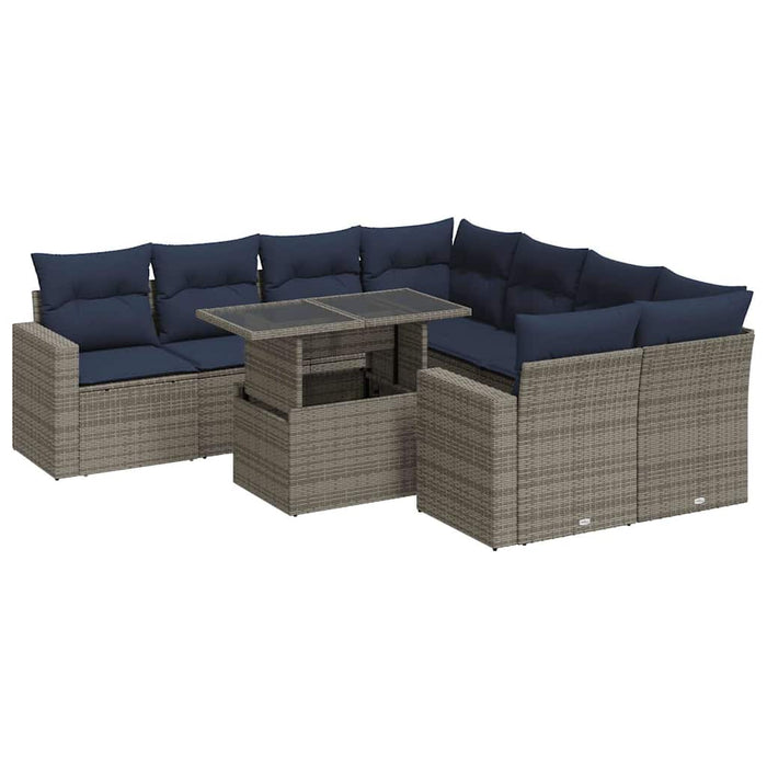 Set canapele grădină cu perne 9 piese gri poliratan/lemn acacia - WALTI WALTI
