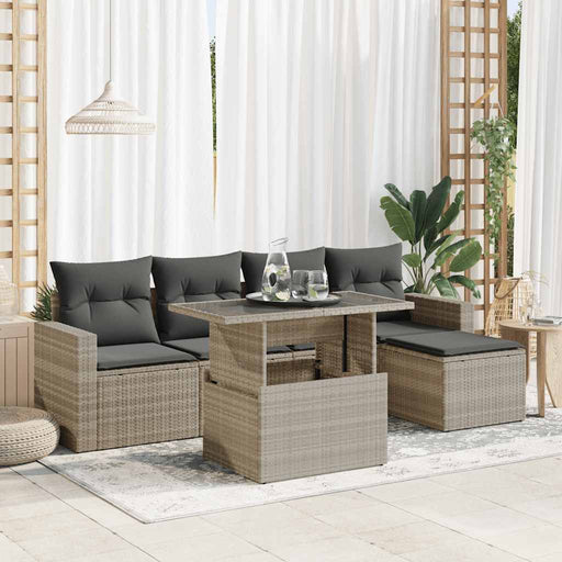 Set canapele de grădină cu perne, 6 piese gri deschis poliratan - WALTI WALTI