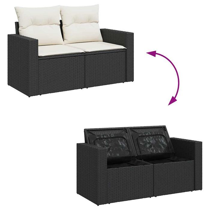 Set mobilier de grădină cu perne, 5 piese, negru, poliratan WALTI