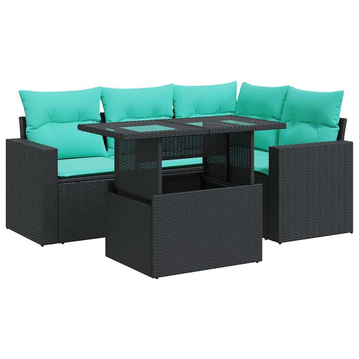 Set mobilier de grădină cu perne, 5 piese,poliratan/lemn acacia - WALTI WALTI