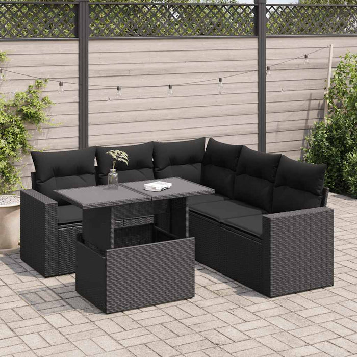 Set mobilier de grădină cu perne, 6 piese, negru, poliratan - WALTI WALTI