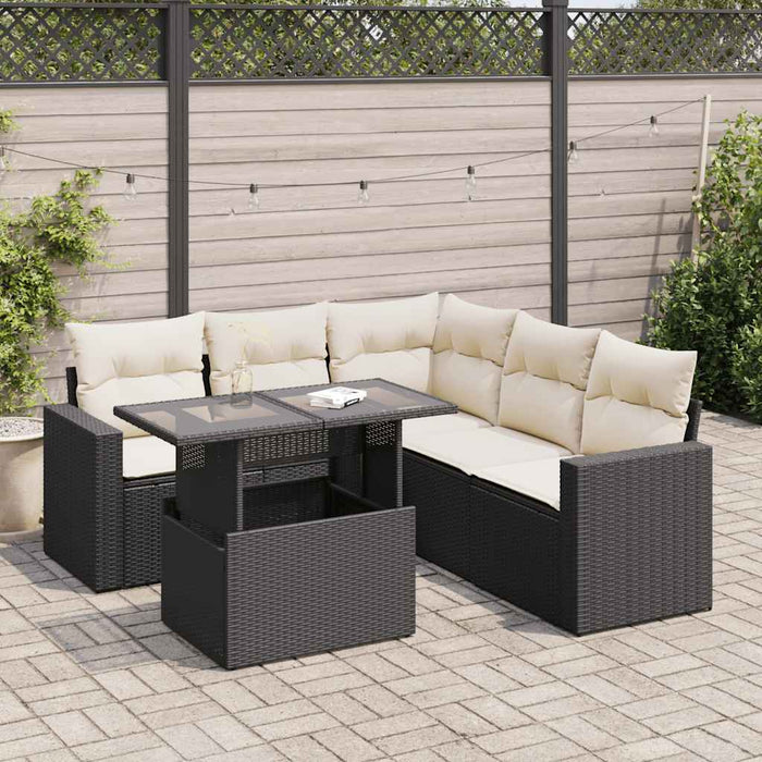 Set mobilier de grădină cu perne, 6 piese, negru, poliratan - WALTI WALTI