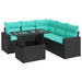 Set mobilier grădină perne 6 piese negru poliratan/lemn acacia - WALTI WALTI
