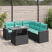 Set mobilier grădină perne 6 piese negru poliratan/lemn acacia - WALTI WALTI