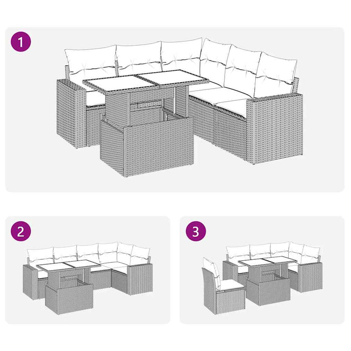 Set mobilier grădină cu perne, 6 piese, gri, poliratan - WALTI WALTI
