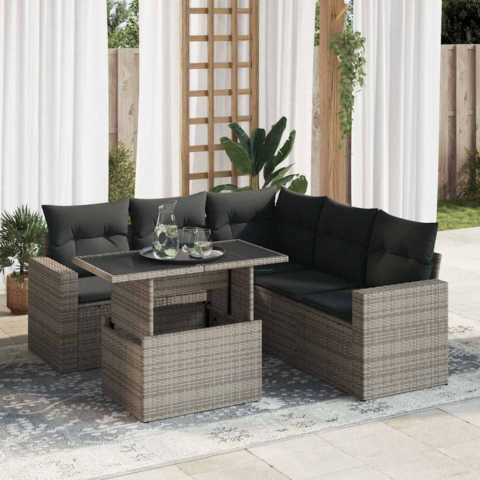 Set mobilier grădină cu perne, 6 piese, gri, poliratan - WALTI WALTI