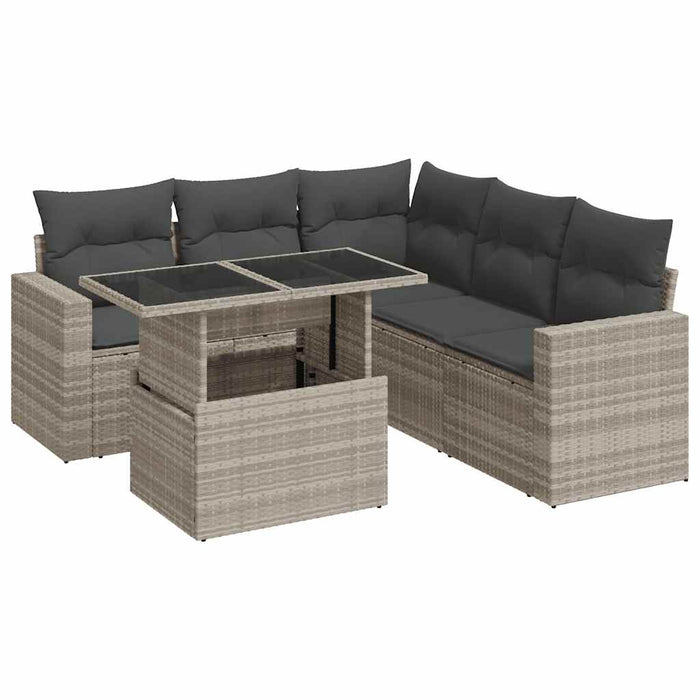 Set canapele de grădină cu perne, 6 piese gri deschis poliratan - WALTI WALTI