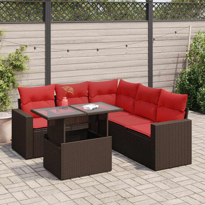 Set canapele de grădină cu perne, 6 piese, maro, poliratan WALTI
