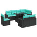 Set mobilier grădină perne 9 piese negru poliratan/lemn acacia - WALTI WALTI