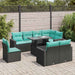 Set mobilier grădină perne 9 piese negru poliratan/lemn acacia - WALTI WALTI