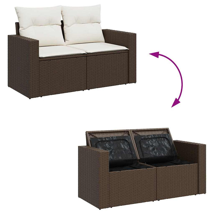 Set canapele de grădină cu perne, 9 piese, maro, poliratan WALTI