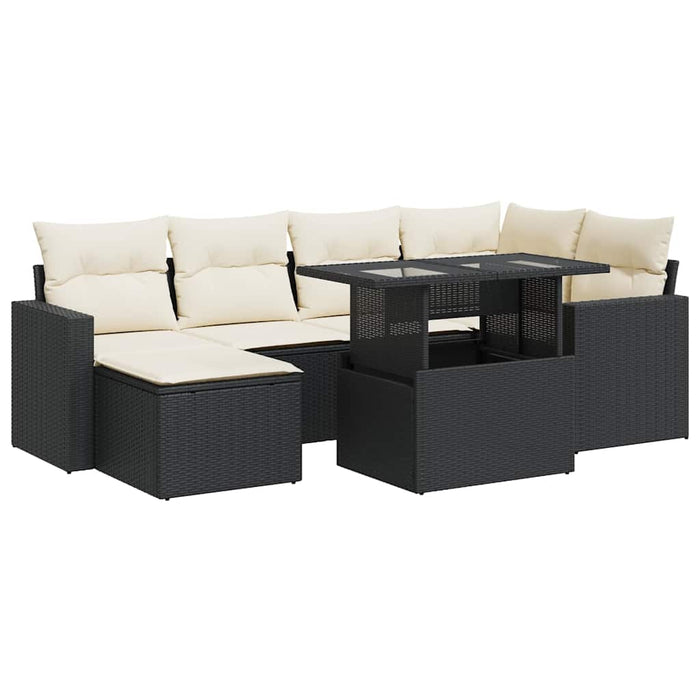 Set canapele de grădină cu perne, 7 piese, negru, poliratan - WALTI WALTI