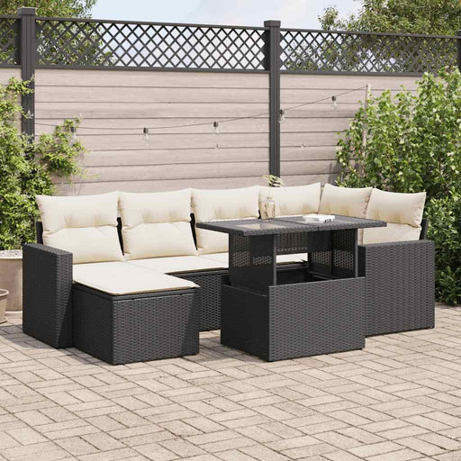 Set canapele de grădină cu perne, 7 piese, negru, poliratan - WALTI WALTI