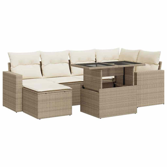 Set canapele de grădină, 7 piese, cu perne, bej, poliratan - WALTI WALTI