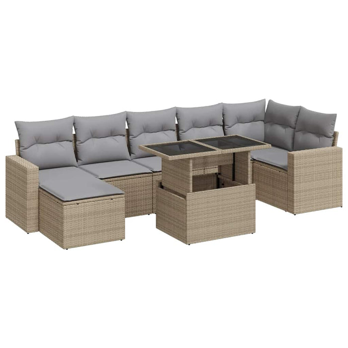 Set canapele de grădină, 8 piese, cu perne, bej, poliratan - WALTI WALTI