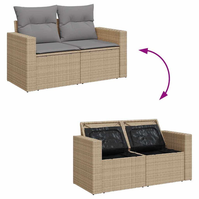 Set canapele de grădină, 9 piese, cu perne, bej, poliratan - WALTI WALTI