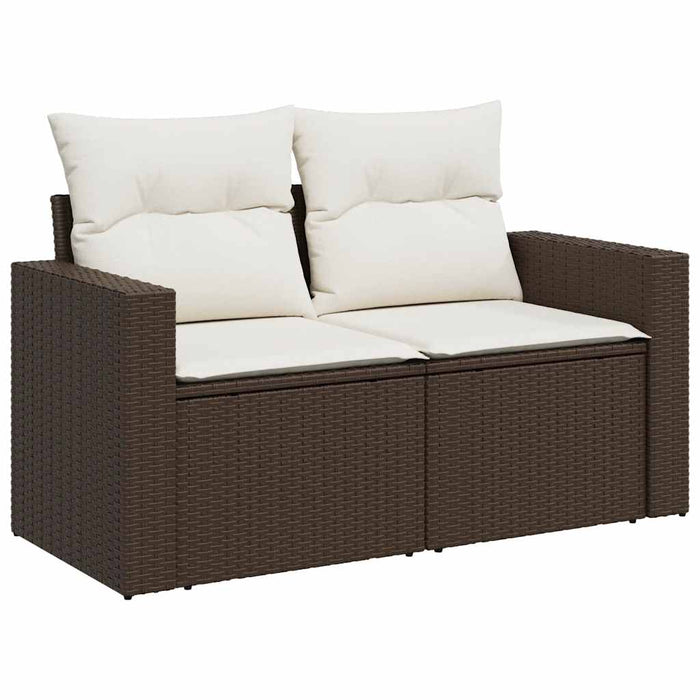 Set canapele de grădină cu perne, 9 piese, maro, poliratan - WALTI WALTI