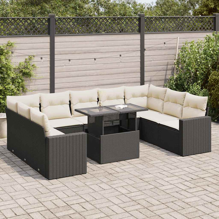 Set canapele de grădină cu perne, 10 piese, negru, poliratan - WALTI WALTI