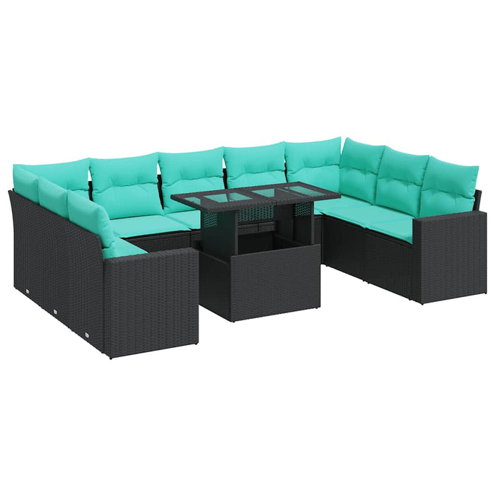 Set canapele de grădină cu perne, 10 piese, negru, poliratan - WALTI WALTI