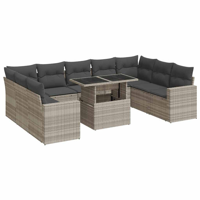 Set canapele de grădină cu perne 10 piese gri deschis poliratan - WALTI WALTI