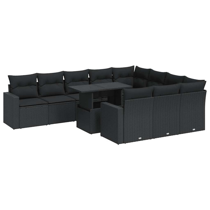 Set canapele de grădină cu perne, 11 piese, negru, poliratan - WALTI WALTI